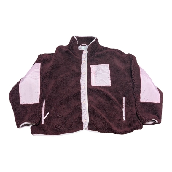 Fabletics Tahoe Teddy Jacket Women's Merlot/Soft Pink Snap Button Fleece 2X - Picture 3 of 8
